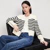 IN AND ON2023春季黑白条纹针织开衫女新款百搭圆领金属扣小香风外套 商品缩略图7