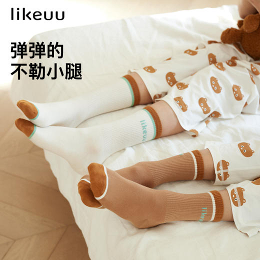 ubras旗下likeuu儿童袜子透气抗菌小熊中筒袜男女童春秋 商品图3