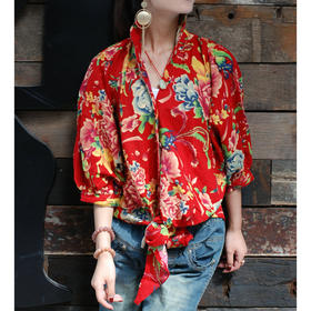 裁缝学苑AQ159新款春蝙蝠袖衬衣女装民族风打结衬衫上衣服装打板