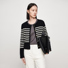 IN AND ON2023春季黑白条纹针织开衫女新款百搭圆领金属扣小香风外套 商品缩略图5