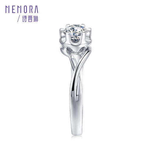 MEMORA诗普琳玫瑰誓约系列白色18K金钻石单镶钻戒DR1947 商品图2