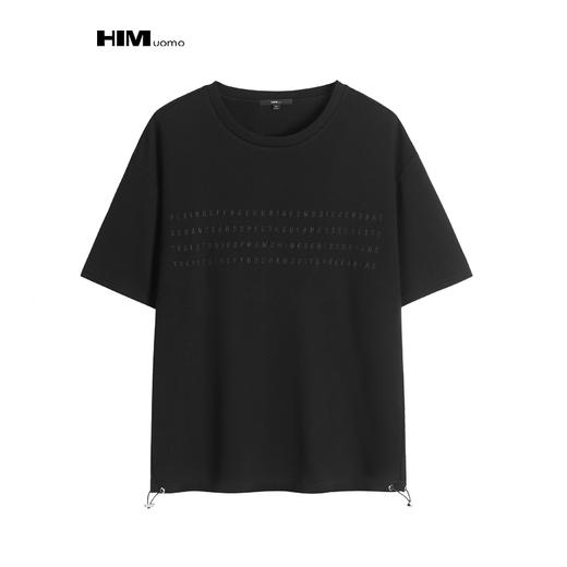 HIM漢崇 字母刺绣T恤男纯色潮流时尚圆领短袖打底上衣 2026夏季 商品图0