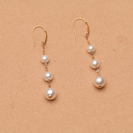 美裕 【心弦】金18K海水珍珠耳钉 4-6.5mm白 106039 商品图2