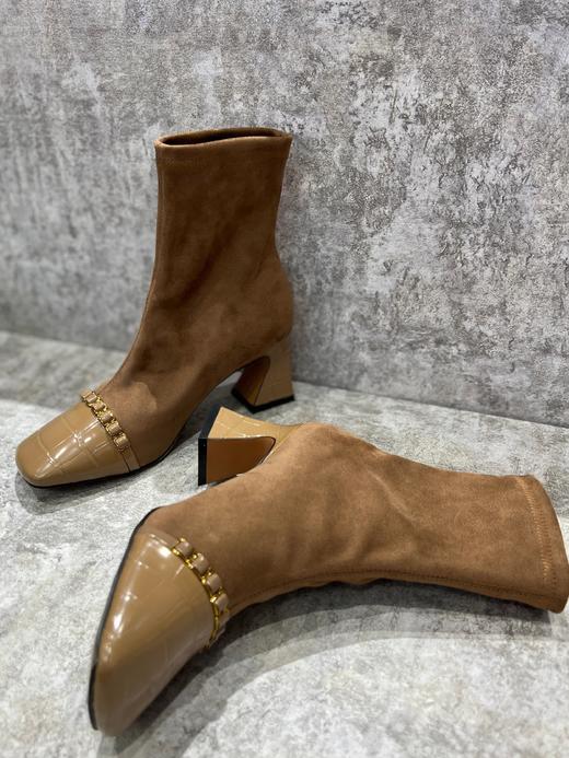 IUIU SECOND 时尚方头拼接弹力短靴U21DS44551 商品图4