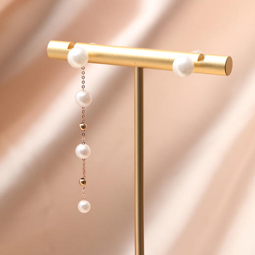 美裕 【流影】金18K海水珍珠耳钉 3.5-6mm白 106301 商品图2
