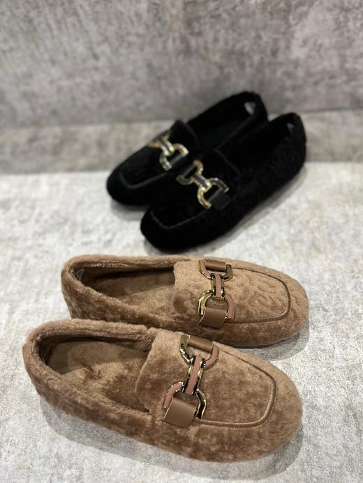 IUIU SECOND 新款加绒深口毛毛一脚蹬乐福鞋U23AM11771 商品图0