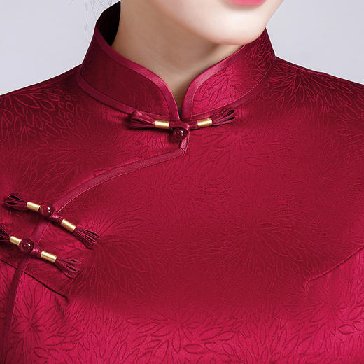 LHS-06184长款醋酸缎高贵连衣裙 2024新款春秋装阔太太宴会旗袍 商品图1