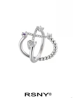 【刘涛/张紫宁同款】带链交错开口戒指#F1059