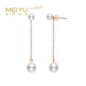 美裕 【律动】金18K海水珍珠耳钉 5-6mm白 106302