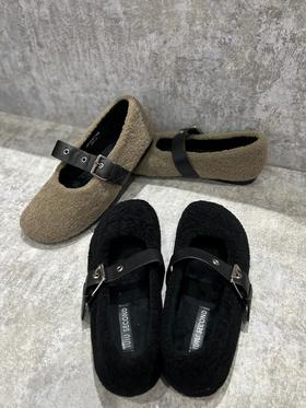 IUIU SECOND 加绒平底玛丽珍一脚蹬穆勒拖拖鞋U21CE36711