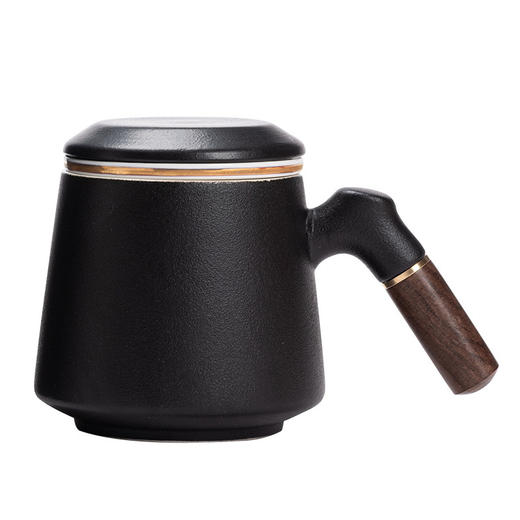 「数款可选！礼盒装」陶瓷杯带盖茶水分离杯过滤泡茶水杯木柄办公杯新中式礼品餐饮用具 商品图4