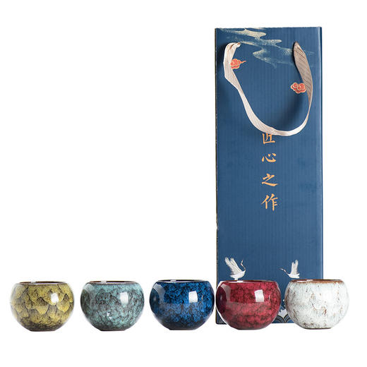 「窑变五行杯！匠心力作」窑变建盏茶杯五行杯天目茶盏单杯主人杯品茗杯礼盒装商务送礼餐饮用具 商品图4