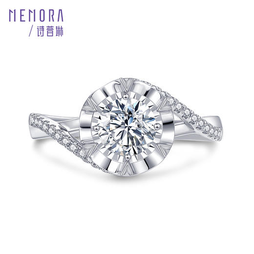 MEMORA诗普琳玫瑰誓约系列白色18K金钻石星光片显大钻戒DR2228 商品图3