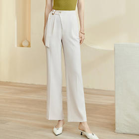 剩M/L/XXL 米思阳2025春季新款质感爽滑醋酸直筒长裤时尚通勤OL休闲裤女0484
