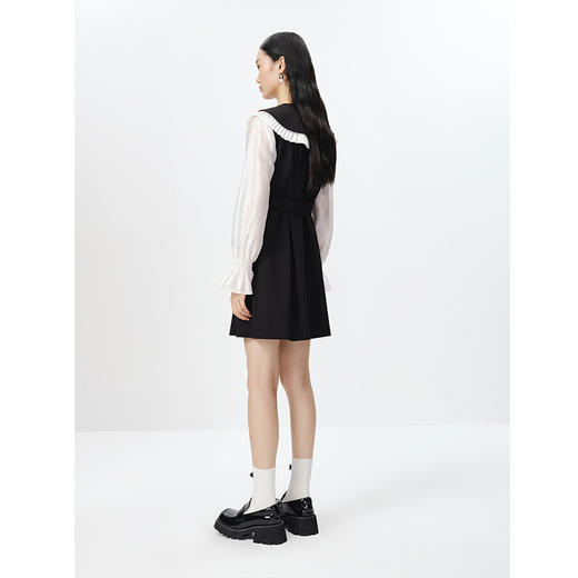 NEELLY纳俪商场同款气质木耳边连衣裙女双排扣收腰A字裙中长款N23022Y01097 商品图4