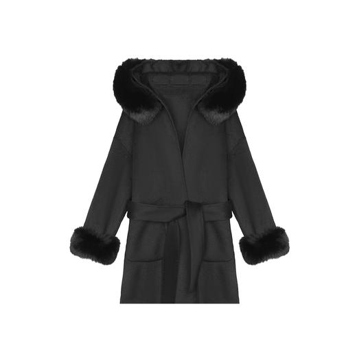 狐狸毛领中长款羊毛双面尼大衣 商品图2