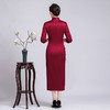 LHS-06184长款醋酸缎高贵连衣裙 2024新款春秋装阔太太宴会旗袍 商品缩略图3