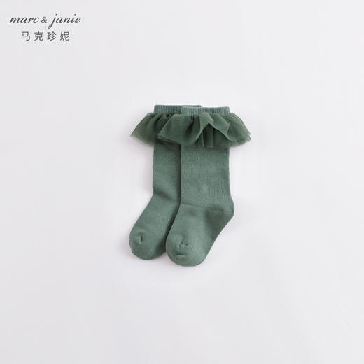 马克珍妮春装新款 女童田园风网纱花边中筒袜 儿童袜子230958 商品图4