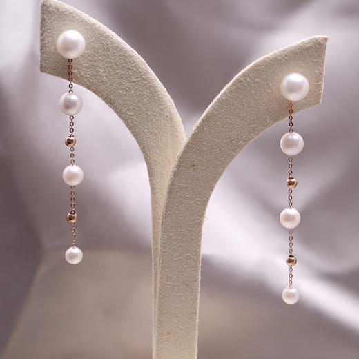 美裕 【流影】金18K海水珍珠耳钉 3.5-6mm白 106301 商品图3