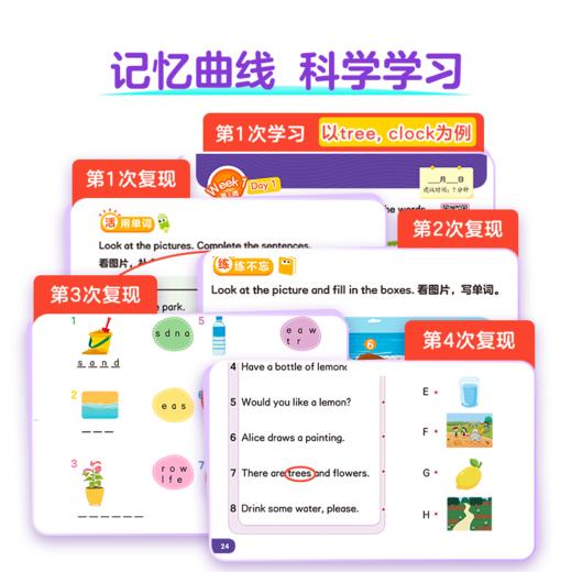 【剑桥英语单词天天练下册】小学英语单词天天练下 每天7分钟夯实单词基础 周周学黄金 1-6级 商品图4