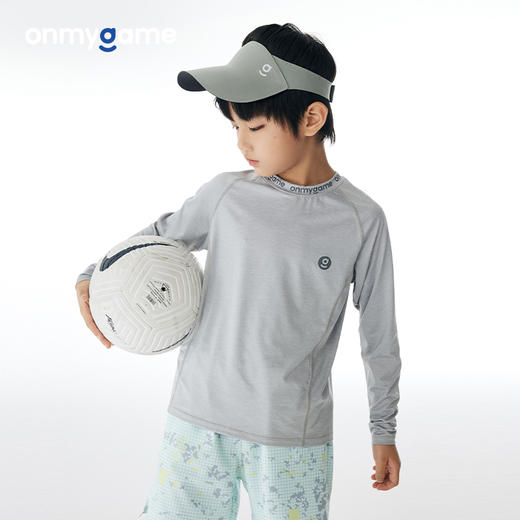 onmygame春装男童运动T恤儿童户外训练打底衫中童宽松长袖 商品图0