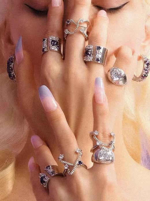 【刘涛/张紫宁同款】带链交错开口戒指#F1059 商品图1