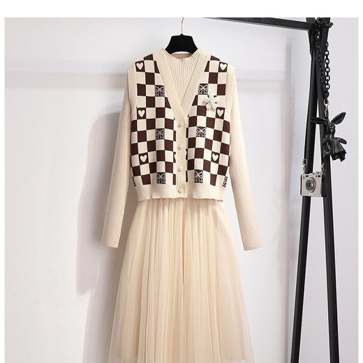 拼接网纱时尚马甲背心裙子两件套1116 商品图5