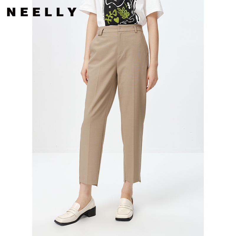 NEELLY纳俪商场同款2023春季新款西装裤女百搭时尚直筒哈伦裤显瘦N23022H01103