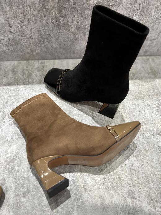 IUIU SECOND 时尚方头拼接弹力短靴U21DS44551 商品图3