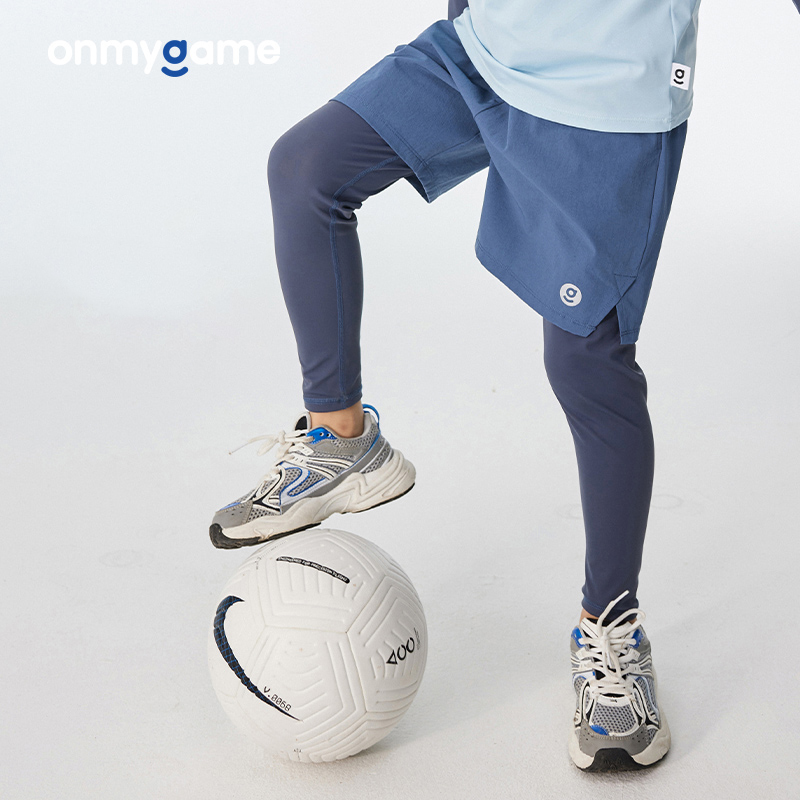 onmygame男童裤春装儿童户外运动训练假两件长裤打底裤运动裤