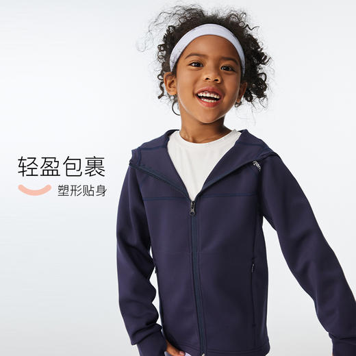 onmygame女童运动外套春装新款儿童连帽开衫高弹快干休闲拉链上衣 商品图3