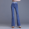 简约修身，春款长款时尚喇叭裤松紧腰气质休闲牛仔微喇裤MYX-8189 商品缩略图0