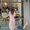 金蘑菇菇【粉色旋律】v领设计木耳边短袖连衣裙 商品缩略图1