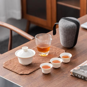 「德化白瓷！便携装」羊脂瓷户外旅行茶具套装 快客杯一壶二三杯便携陶瓷礼品餐饮用具