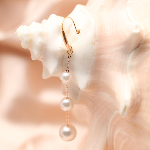美裕 【心弦】金18K海水珍珠耳钉 4-6.5mm白 106039 商品图5