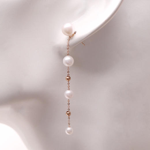 美裕 【流影】金18K海水珍珠耳钉 3.5-6mm白 106301 商品图5