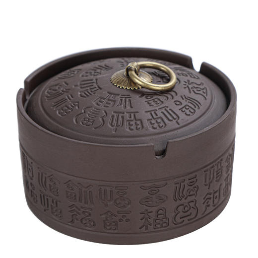 「两款可选」复古创意紫砂烟灰缸 带盖防飞灰大号居家日用办公室酒店客厅车载烟灰缸 商品图4