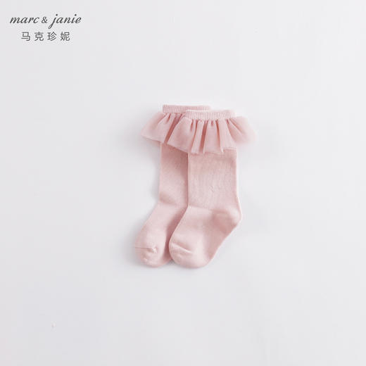 马克珍妮春装新款 女童田园风网纱花边中筒袜 儿童袜子230958 商品图3