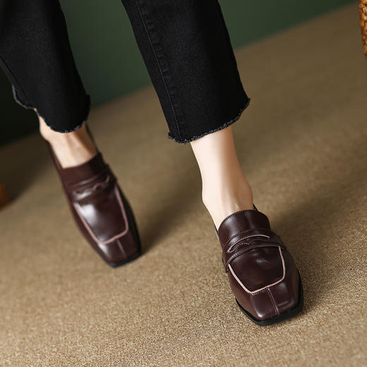 春秋新款，厚底方头一脚蹬小皮鞋TYM-6148 商品图8