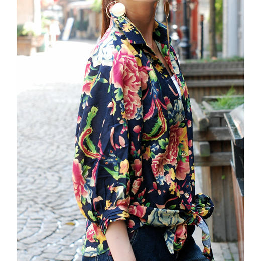 裁缝学苑AQ159新款春蝙蝠袖衬衣女装民族风打结衬衫上衣服装打板 商品图2