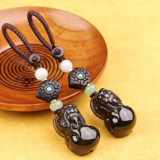 【冰种黑曜石胖屁股貔貅挂饰】 商品图1