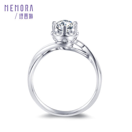 MEMORA诗普琳玫瑰誓约系列白色18K金钻石单镶钻戒DR1947 商品图3