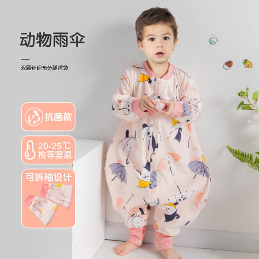 2023新款婴儿睡袋春秋纯棉双层宝宝分腿睡袋儿童秋季空调房防踢被 商品图5