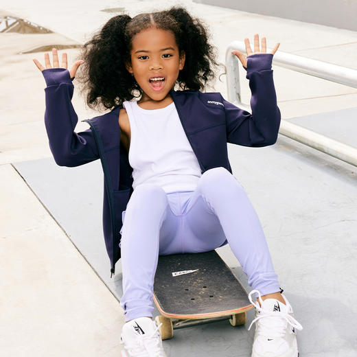 onmygame女童运动外套春装新款儿童连帽开衫高弹快干休闲拉链上衣 商品图2