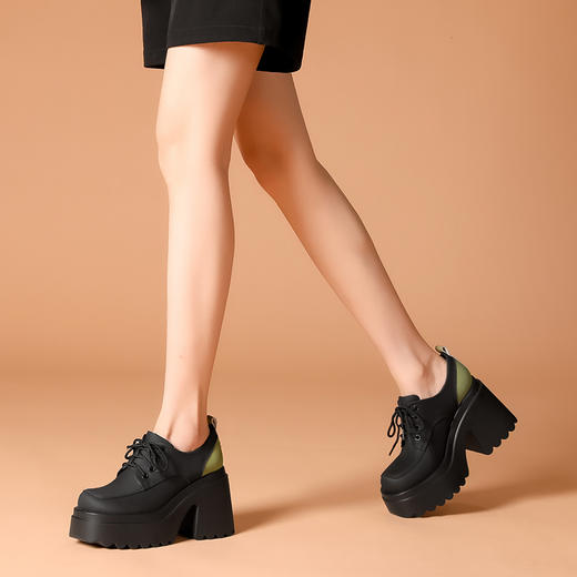 舒适平头，厚底增高绑带真皮单鞋WWX-T10086 商品图7