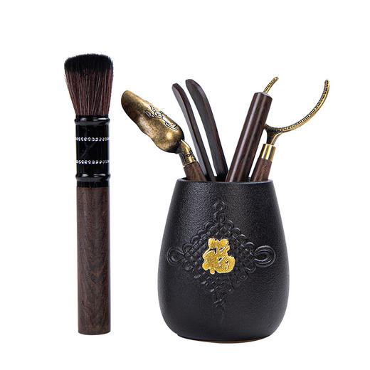 「四款可选！六君子套装」黑檀木茶道六君子套装 功夫茶具配件6君子泡茶工具茶针夹茶刀餐饮用具父亲节礼物 商品图4