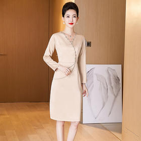 LC-2279经典香槟色年轻婚礼服高贵连衣裙