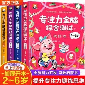 专注力全脑综合测试全套4册2-3-4-5-6岁儿童进阶式全脑开发书幼儿园小中大班左右脑智力大开发思维逻辑专注力训练益智早教启蒙书籍