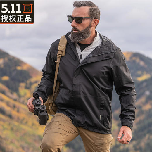 5.11埃克斯防水透气夹克户外冲锋衣511全压胶硬壳连帽男外套48370 商品图0
