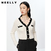 NEELLY纳俪商场同款气质V领针织衫女撞色黑边单排扣开衫上衣时尚N23022A01079 商品缩略图0